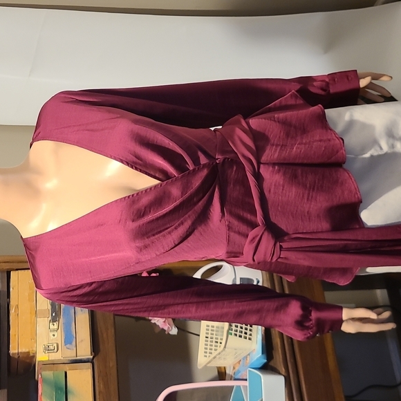 MOULINETTE SOEURS ANTHROPOLOGIE Wine Wrap Blouse - Picture 5 of 7